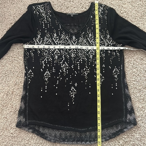 MISS ME BLINGY SWEATER⚜️Lightweight Black & Silver💎Hi-Low🖤Chevron Design on Back - Picture 9 of 10